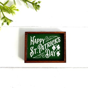 Wood Framed Miniature Sign | Farmhouse Type | Tiered Tray Décor | Handmade in U.S.A. - Happy St. Patrick's Day