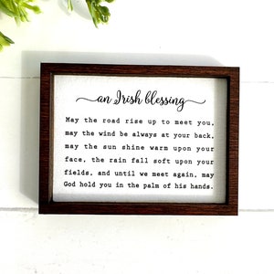 Wood Framed Miniature Sign | Farmhouse Type | Tiered Tray Décor | Handmade in U.S.A. - An Irish Blessing