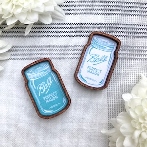 Wood Framed Miniature Sign | Farmhouse Type | Tiered Tray Décor | Handmade in U.S.A. - Extra Mini Mason Jar With Magnet