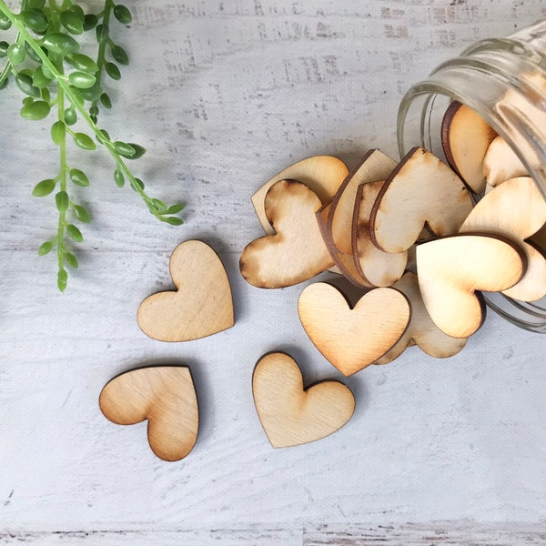 Set of 25 Miniature Wood Heart Cut Outs | DIY Crafts | Tiered Tray Décor | Handmade in U.S.A.