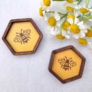 Wood Framed Miniature Sign | Farmhouse Type | Tiered Tray Décor | Handmade in U.S.A. - Extra Mini Honeycomb Bee With Magnet