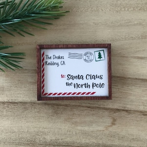 Custom Wood Framed Miniature Sign | Tiered Tray Décor | Christmas Ornament Option - Letter To Santa • Your Family Name • Your City & State