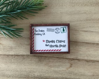 Custom Wood Framed Miniature Sign | Tiered Tray Décor | Christmas Ornament Option - Letter To Santa • Your Family Name • Your City & State
