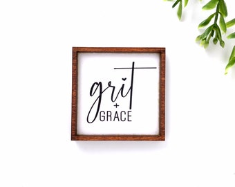 Wood Framed Miniature Sign | Tiered Tray Décor | Handmade in U.S.A. | Ornament Option - Grit and Grace