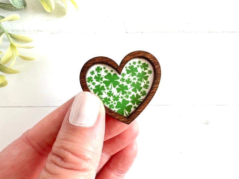 Wood Framed Miniature Sign Farmhouse Type Tiered Tray Décor Handmade in U.S.A. Extra Mini Shamrock Hearts With Magnet image 1