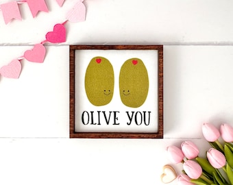 Wood Framed Miniature Sign | Tiered Tray Décor | Handmade in U.S.A. - Olive You