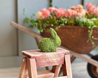 Miniature Mossy Bunny 1:12 Scale | Dollhouse Garden Décor | Handmade in U.S.A.