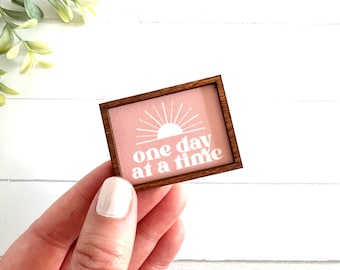 Wood Framed Miniature Sign | Farmhouse Type | Tiered Tray Décor | Handmade in U.S.A. - One Day At A Time