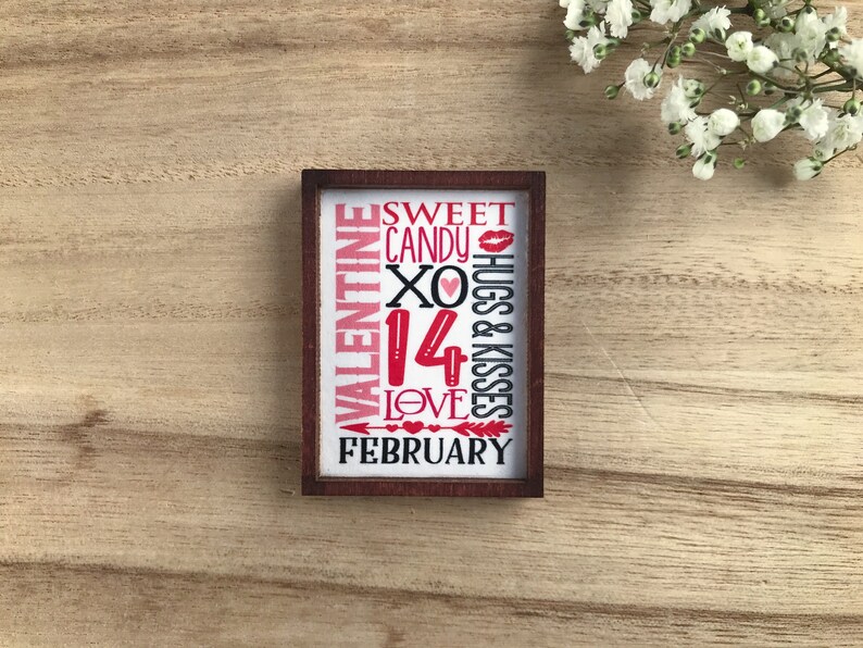 - Valentine/'s Day Subway Art Handmade in U.S.A Wood Framed Miniature Sign Tiered Tray D\u00e9cor