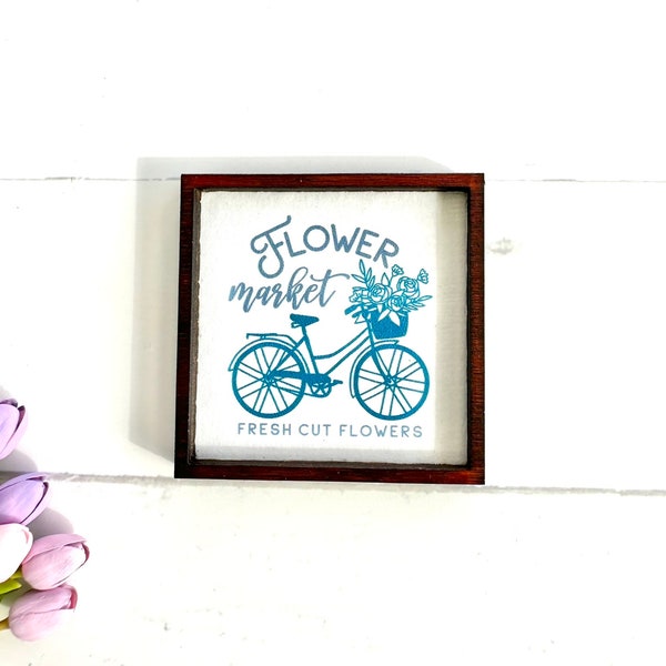 Wood Framed Miniature Sign | Farmhouse Type | Tiered Tray Décor | Handmade in U.S.A. - Flower Market • Fresh Cut Flowers