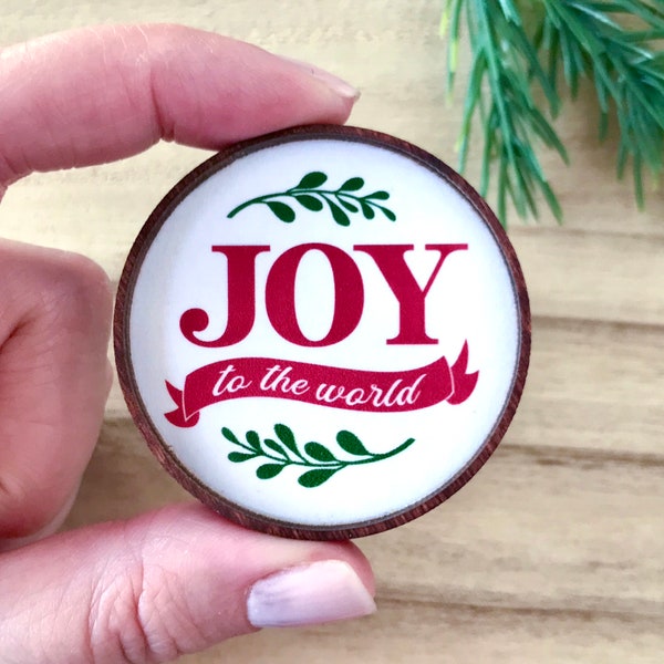Wood Framed Miniature Sign | Tiered Tray Décor | Christmas Ornament Option - Joy To The World