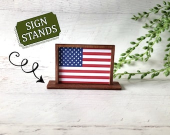 Sign Stands for Miniature Signs | Low Profile Stand | Tiered Tray Décor | Handmade in U.S.A.