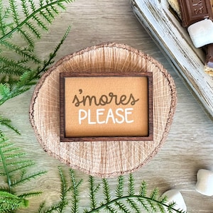 Wood Framed Miniature Sign | Farmhouse Type | Tiered Tray Décor | Handmade in U.S.A. - S'mores Please