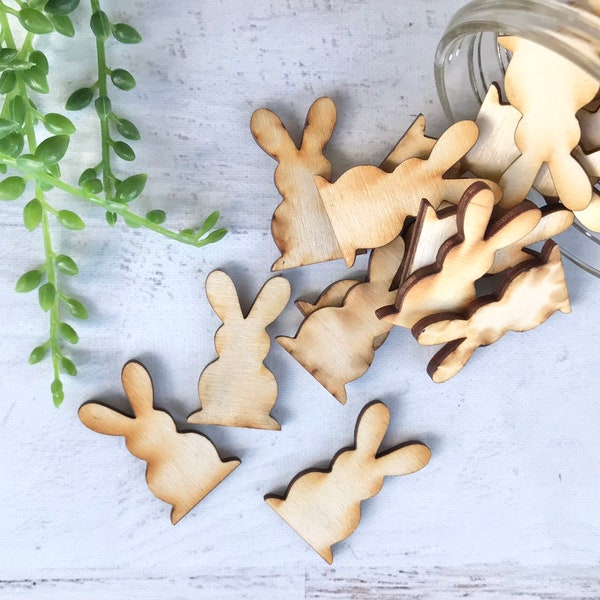 Set of 25 Miniature Wood Bunny Cut Outs | DIY Crafts | Tiered Tray Décor | Handmade in U.S.A.
