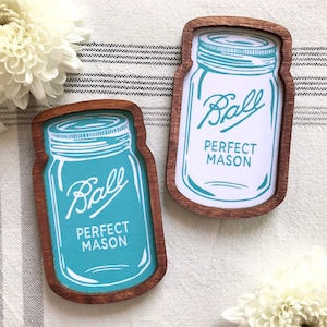 Wood Framed Miniature Sign | Farmhouse Type | Tiered Tray Décor | Ornament & Magnet Option | Handmade in U.S.A. - Shaped Mason Jar
