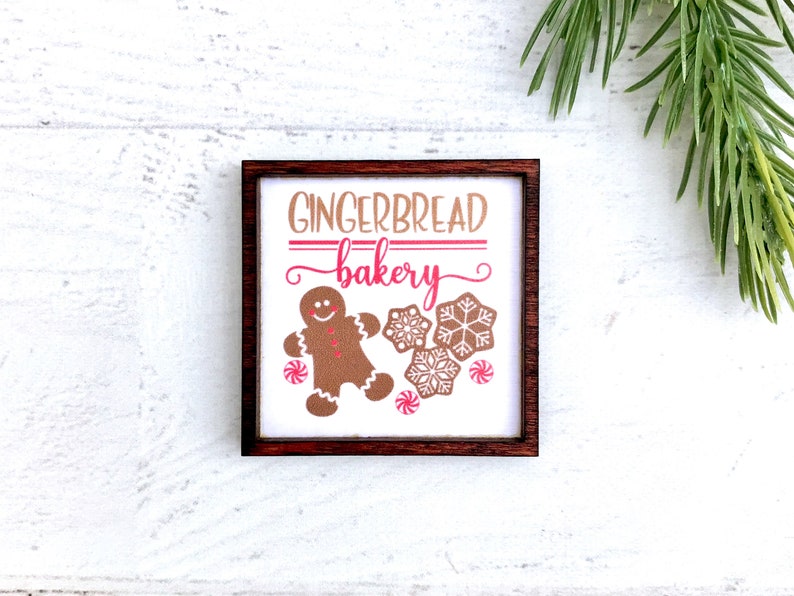 Wood Framed Miniature Sign Tiered Tray Décor Ornament Option Handmade in U.S.A. Gingerbread Bakery image 5