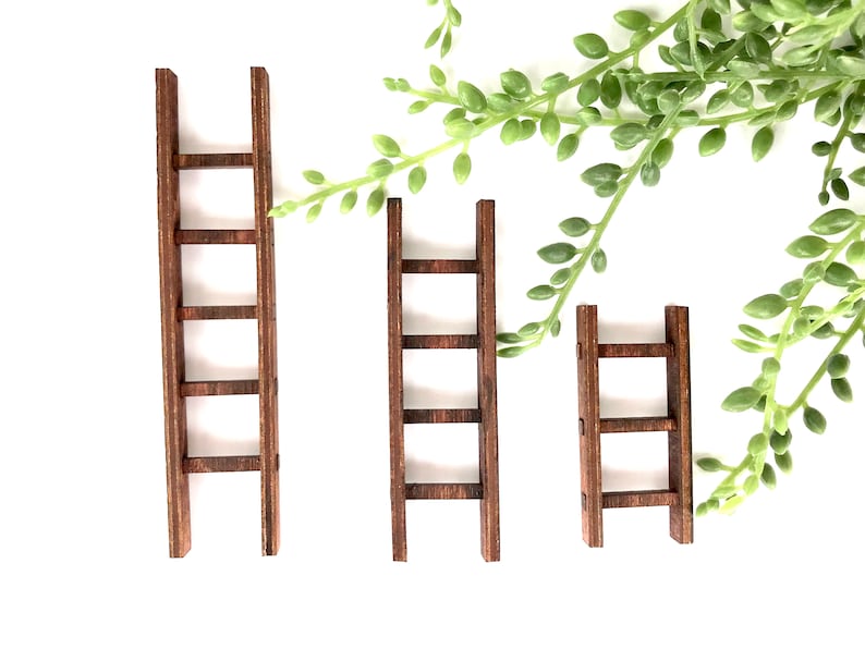 Miniature Wooden Ladder | Farmhouse Style| Tiered Tray Décor | Handmade in U.S.A. | Multiple Size Options image 1