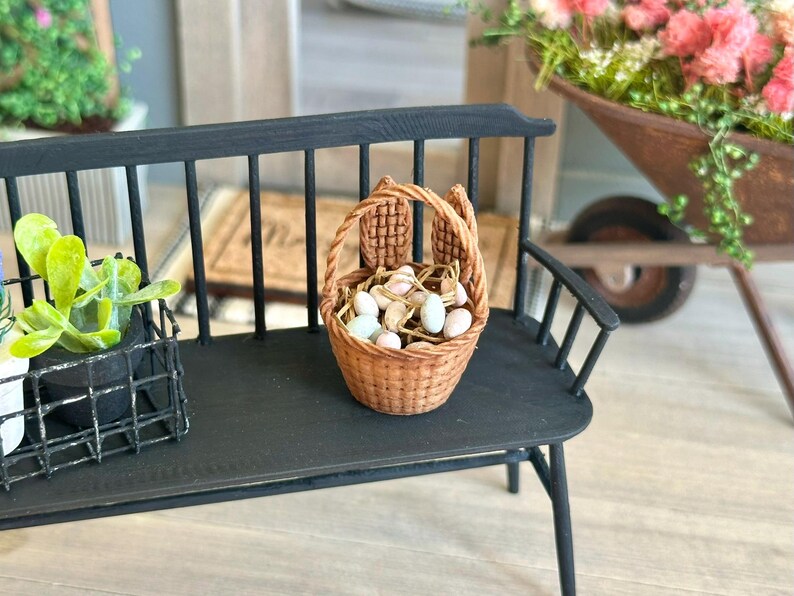 Miniature Wicker Easter Basket in 1:12 Scale | Dollhouse Décor ...