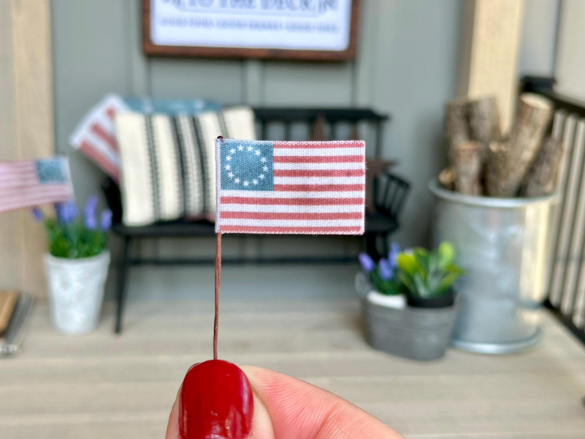 Miniature Betsy Ross Flag in 1:12 Scale | Dollhouse Décor | Handmade in U.S.A.
