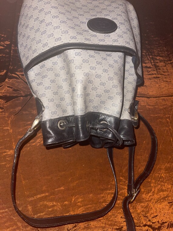 Vintage Gucci Drawstring Bag Navy Blue - image 7