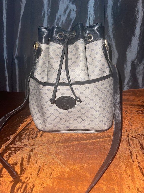 GUCCI 80s Navy GG Monogram Boston Bag — Garment