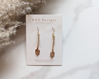 MINI GOLD CACTUS | chain drop earrings