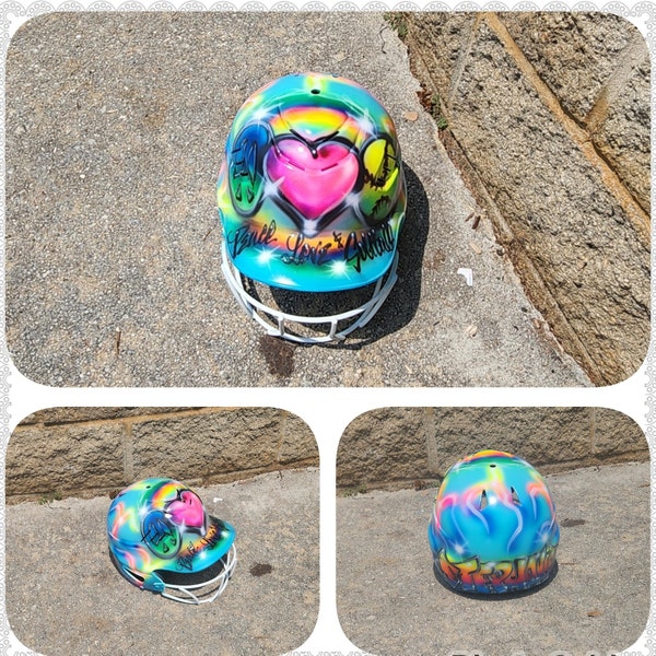 Custom Softball Baseball Airbrushed Helmet *FREE SHIPPING* Message me for custom order link to customize in any design