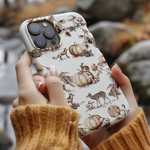 Funda para teléfono Autumn Toile para iPhone 18 17e 17 16e 16 15 14 13 12 11 MagSafe Samsung Galaxy S25 S24 S23 S22 S21 Google Pixel 11 10 French Pumpkin