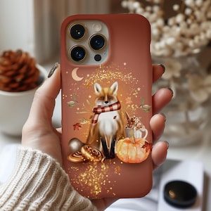 Autumn Fox Phone Case iPhone 17 16e 16 15 14 13 12 11 Samsung Galaxy S25 S24 S23 S22 S21 Pixel 9 MagSafe halloween, autumn latte fall gift