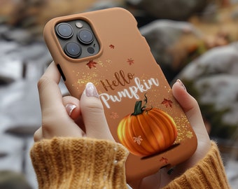 Hello Pumpkin Autumn Phone Case for iPhone 16e 16 15 14 13 12 11 Samsung Galaxy S25 S24 S23 S22, S21, S20 gift for her autumn MagSafe fall