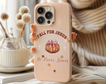 Funda para teléfono Fall For Jesus Autumn para iPhone 17, 16e, 16, 15, 14, 13, 12 y 11, Samsung Galaxy S25, S24, S23, S22 y S21, Google Pixel 9, regalo de calabaza MagSafe