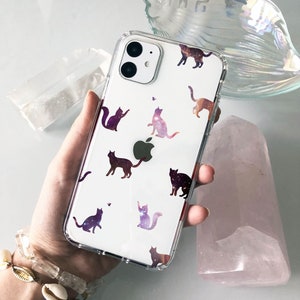 Star Cats Celestial Clear Phone Case for iPhone 16 15 14 13 12 Samsung Galaxy S25 S24 S23 mystic cat kitten Clear Case TPU Hybrid gift