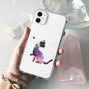 Star Cat Celestial Clear Phone Case for iPhone 16e 16 15 14 13 12 11 Samsung Galaxy S25 S24 S23 S22 S21 mystic cat Clear Case TPU Hybrid