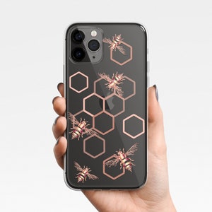 Bees Beehive Clear Phone Case for iPhone 16 15 14 13 12 Samsung Galaxy S25 S24 S23 S22 Ultra S21 S20 honeycomb. gift, Clear Case TPU Hybrid