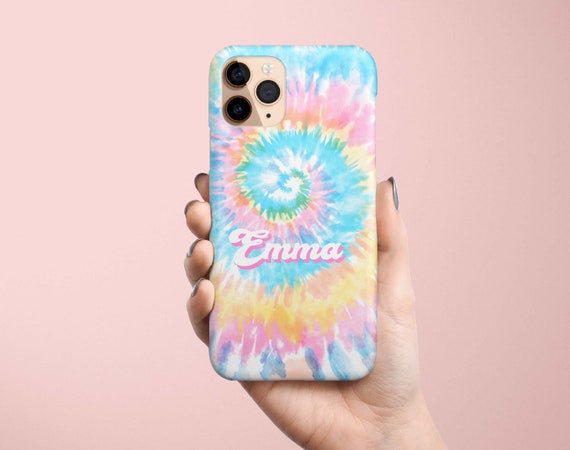Custom Name Tie Dye Phone Case iPhone 17e 17 16e 16 15 14 13 12 11 Samsung Galaxy S26 S25 S24 S23 S22 S21, S20, Note 20 custom case gift