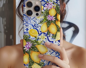 Lemon Tile Phone Case for iPhone 17e 17 16e 16 15 14 13 12 11 MagSafe Samsung Galaxy S26 S25 S24 S23 S22, S21, S20 Pixel 10 Mosaic gift idea