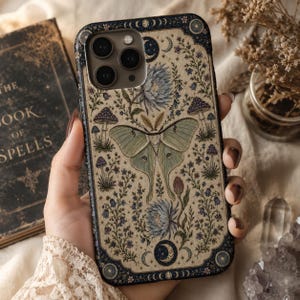 Grunge Moth Painting Phone Case iPhone 18 17e 17 16e 16 15 14 13 12 MagSafe Samsung Galaxy S26 S25 S24 S23  Pixel 11 Art Cover forest witch