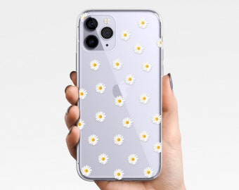 Minimalist Daisy Clear Case iPhone 17e 17 16e 16 15 14 13 12 11 Samsung Galaxy S26 S25 S24 S23 S22 S21 Case TPU Hybrid cottagecore floral
