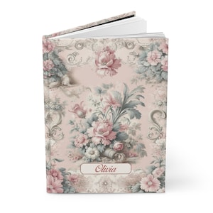 Custom Name Toile Vintage Aesthetic Journal Pink Notebook Gift for Her Coquette Decor Notebook French Notebook Journal Sketch Book Coquette