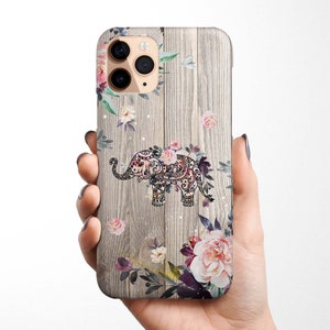 Elephant Phone Case for iPhone 16 15 14 13 12 11 XR Samsung Galaxy S25 S24 S23 S22 jungle, tropical, exotic bohemian animal tribal gift