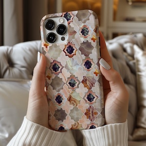 Art Deco Blush Marble Phone Case for iPhone 16 15 14 13 12 11 Samsung Galaxy S24 S23 S22 Google Pixel 9 8 7 MagSafe Case Elegant Gift Idea