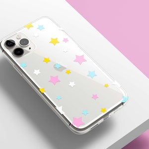 Rainbows Star Cute Phone Case for iPhone 16e 16 15 14 13 12 11 XS Samsung Galaxy S25 S24 S23, S22 S21 Clear Case TPU Hybrid y2k gift for her