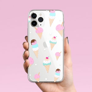 Ice Cream Clear Phone Case for iPhone 15, 14 Pro Max 13 12 11 XR Samsung Galaxy S24  S23 S22 S21 S20 candy, sweet, Clear Case TPU Hybrid
