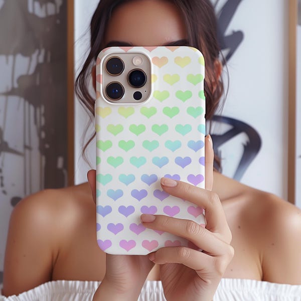 Etui na telefon Rainbow Hearts w kolorze różowym do iPhone'a 17e 17 16e 16 15 14 13 12 z MagSafe do Samsunga Galaxy S26 S25 S24 S23 i Google Pixel 10. Prezent