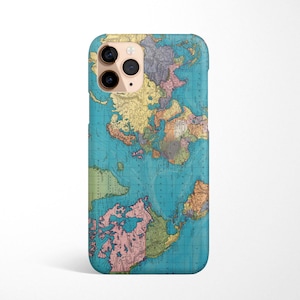 Wold Map Travel Handyhülle erhältlich für iPhone 16 15 14 13 12 11 Pro, Samsung Galaxy S25 S24 S23 S22, S21 Ultra, Note 20 Wanderlust, blau