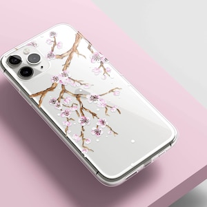 Cherry Blossom telefoonhoesje voor iPhone 16e 16 15 14 13 12 11 XS Samsung S25 S24 S23 S22 S21 S20 hoesje, bloemen helder hoesje TPU hybride liefde sakura