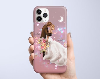 Super Custom Couple Wedding Phone Case iPhone 17e 17 16e 16 15 14 13 12 11 Samsung Galaxy S26 S25 S24 S23 S22 S21, S20, Note 20 Love gift