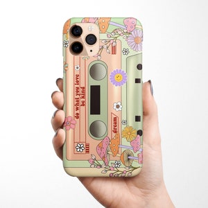 Casette Musik Retro Handytasche für iPhone 16e 16e 15 14 13 12 Samsung Galaxy S25 S24 S23, S22, S21 groovy retro case Musik Blumen Handyhülle