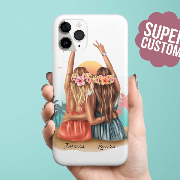 Super Custom BFF Summer Phone Case for iPhone 15 14 13, 12 11 Pro, XR XS Samsung Galaxy S24 S23 Ultra S22, S21 best friend gift, sister gift