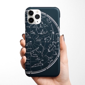 Funda de constelaciones para iPhone 16e, 16, 15, 14, 13, 12 y 11. Samsung Galaxy S25, S24, S23, S22, S21 y S20. Estrellas, planetas, astronomía y astrología.